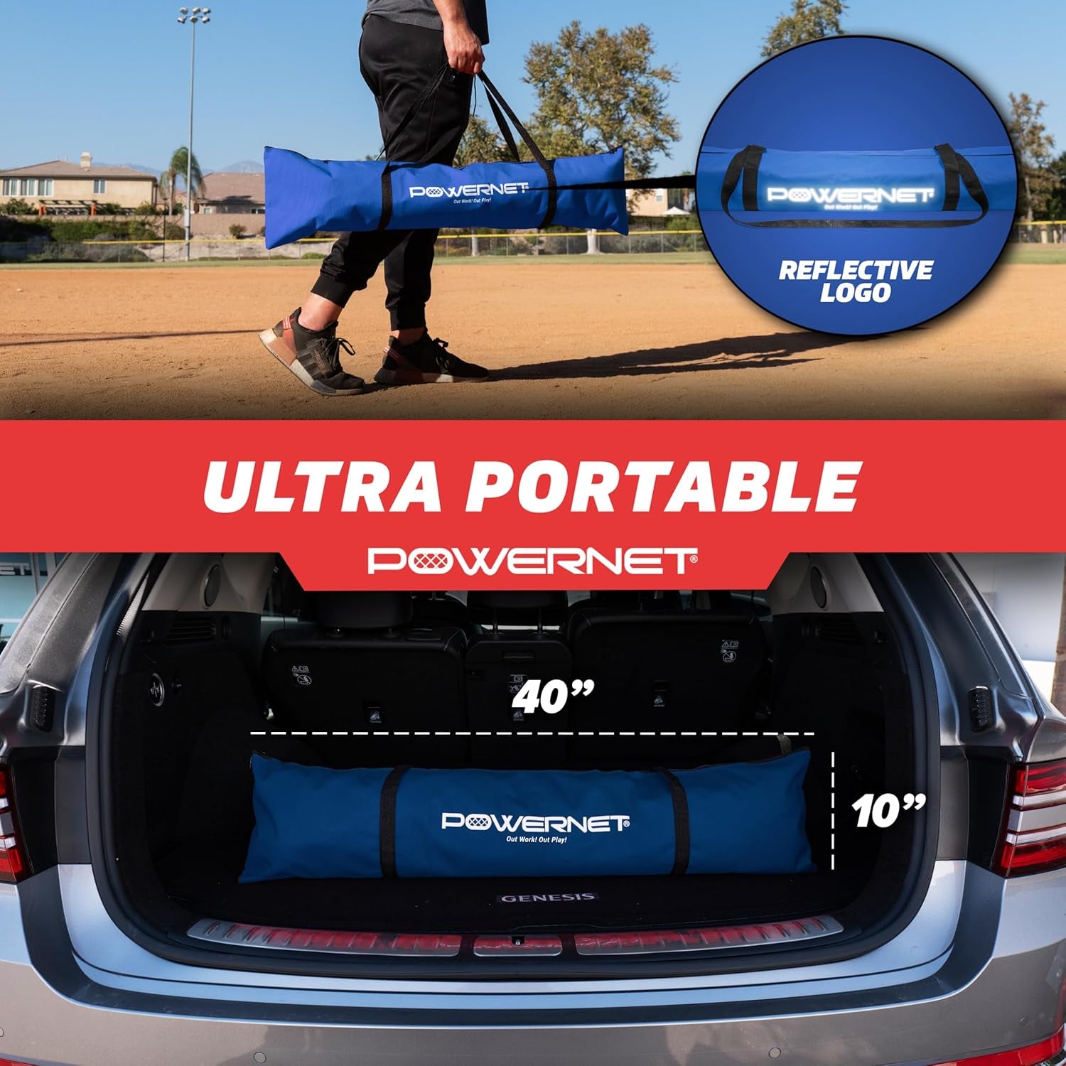 Baseball Bundle, 5X5 FT Hitting and Pitching Net, Portable Softball & Baseball Training Equipment, Weighted Ball & Carry Bag (Royal Blue Net)