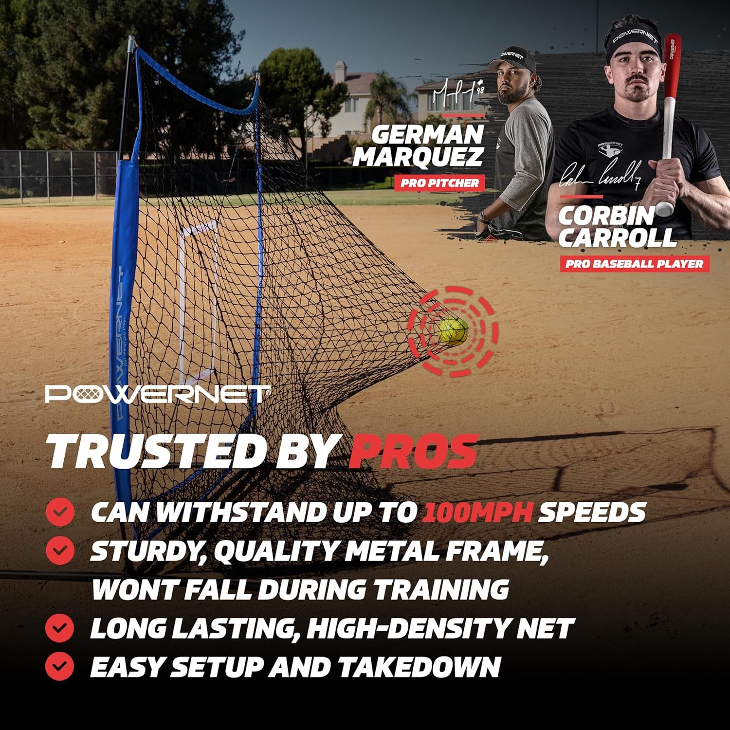 Baseball Bundle, 5X5 FT Hitting and Pitching Net, Portable Softball & Baseball Training Equipment, Weighted Ball & Carry Bag (Royal Blue Net)