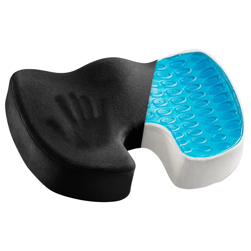 Black Memory Foam Seat Cushion with Cooling Gel for Longer and Comfortable Sitting