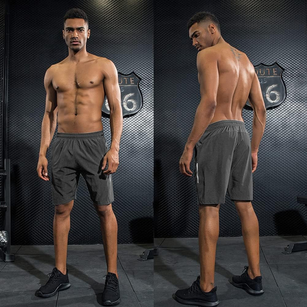 Men Workout Shorts with Pockets Breathable Quick Dry Gym Shorts for Running Training and Fitness