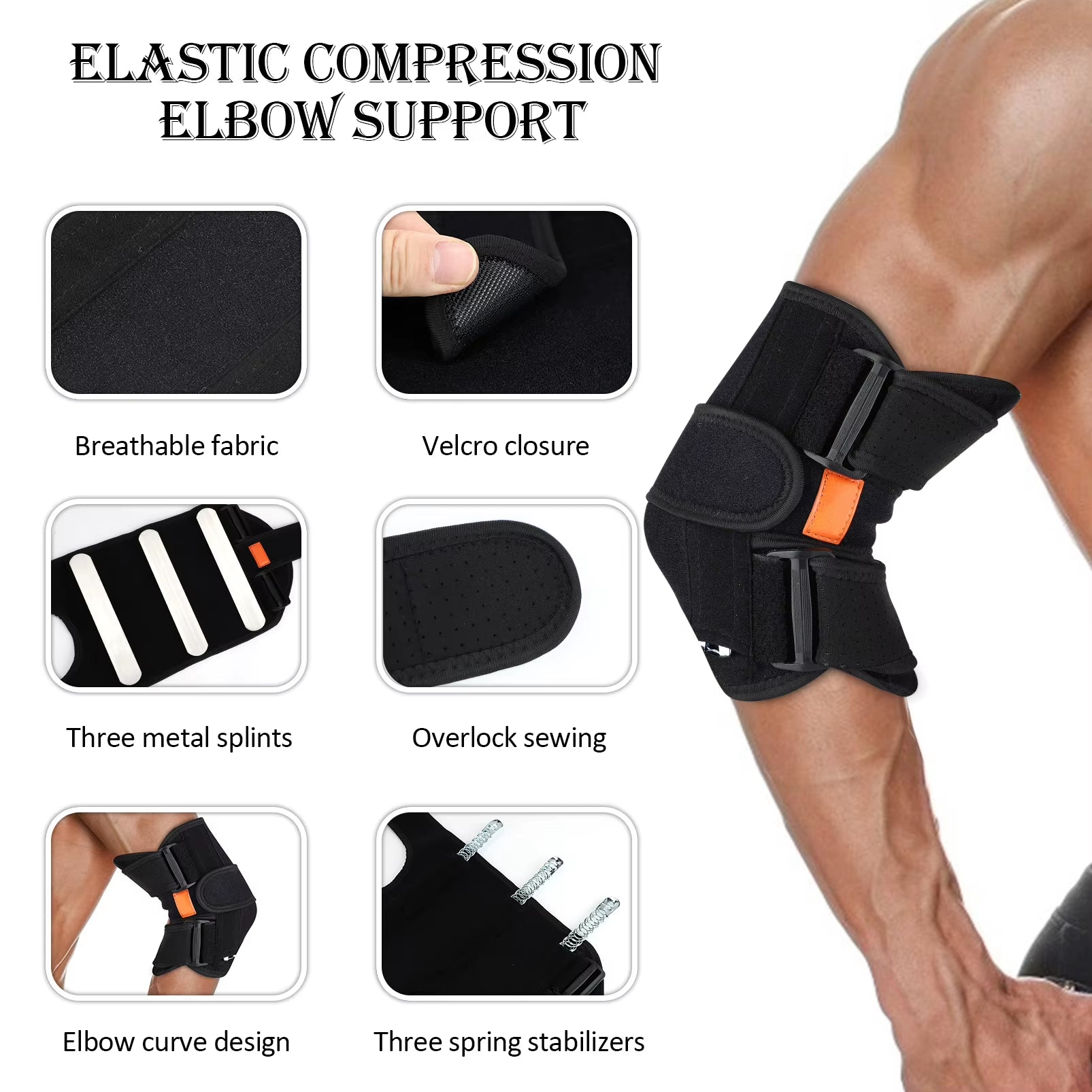 1Pcs Sports Elbow Brace Sports Hand Protector Compression Breathable Sports Elbow Pads Orthotics Band Pad Belt Arm