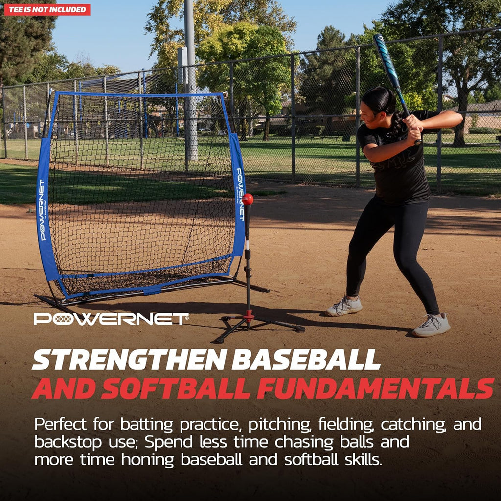 Baseball Bundle, 5X5 FT Hitting and Pitching Net, Portable Softball & Baseball Training Equipment, Weighted Ball & Carry Bag (Royal Blue Net)